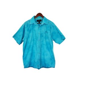 Peter Huntington Bali Hand Crafted Blue Tie Dye Shirt